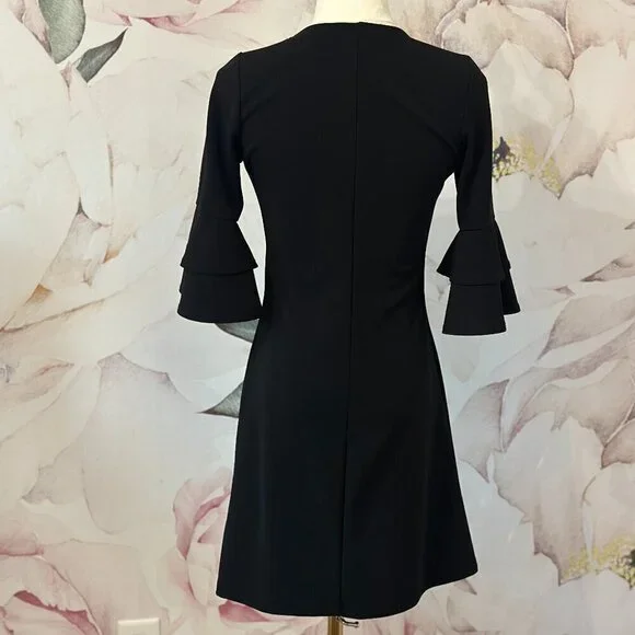 The Vanity Room Black Women's V-Neck Dress with Ruffled Sleeves Small - Picture 5 of 10
